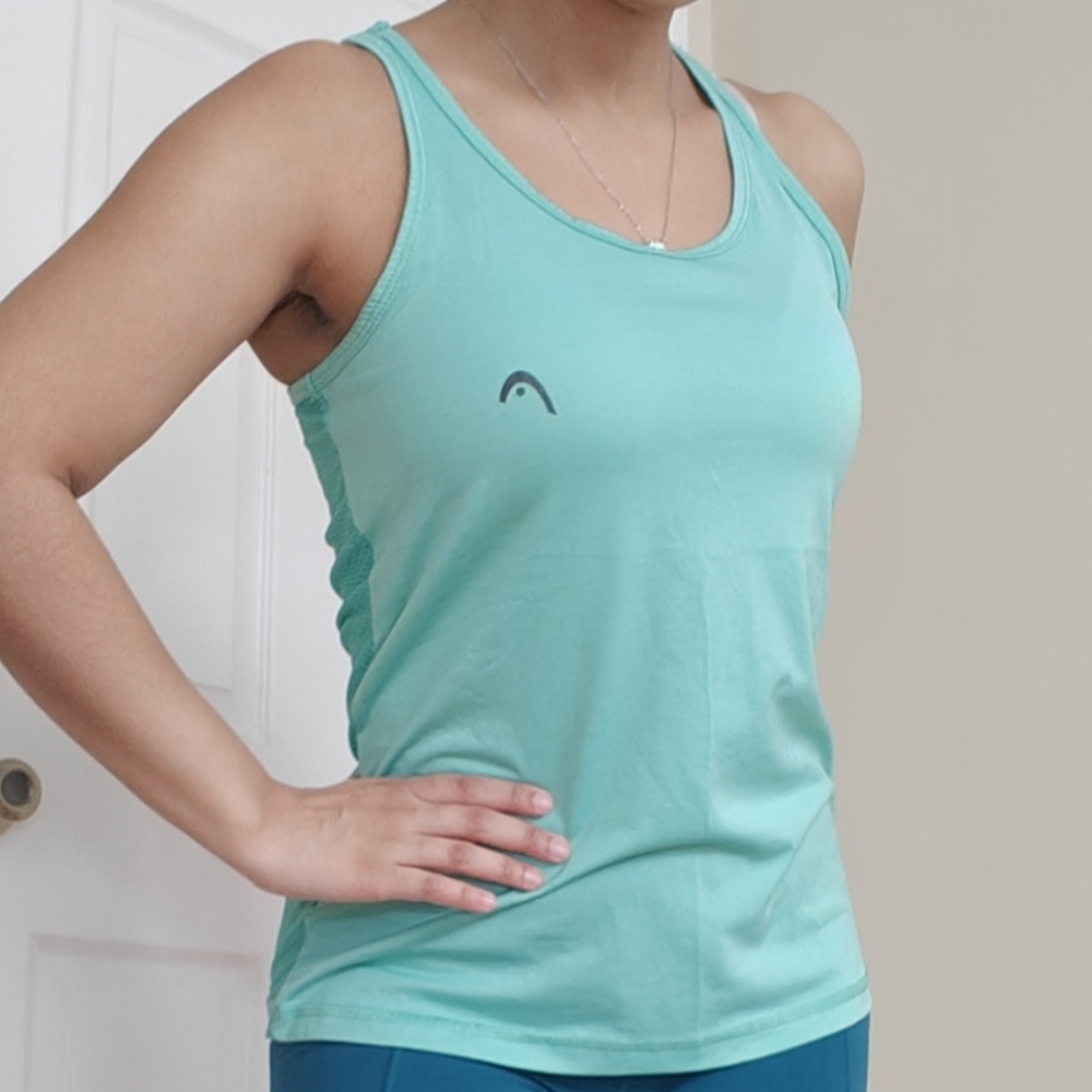Head Sz Small Women's Aqua‎ Green Sleveless Textured Racerback Gym Tank Top